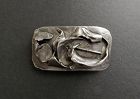 Vintage Silver Buckle Brutalist Modernist Artist Signed R A Heavy