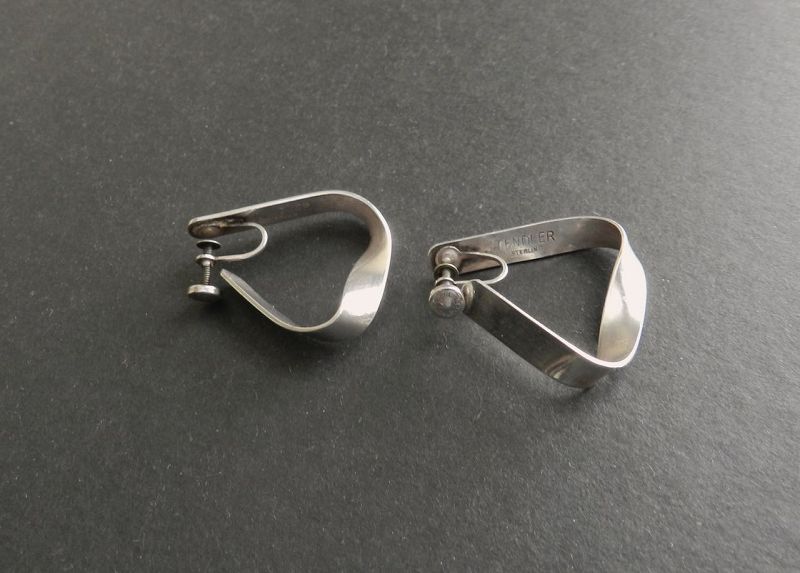 Bill Tendler Sterling Silver Modernist Earrings Ribbons Screw Backs