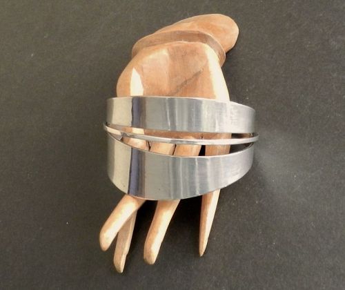 Bill Tendler Sterling Wire Overlay Modernist Cuff Bracelet