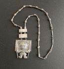 Vintage Graziella Laffi Heavy Sterling Inca God Pendant and Chain Peru