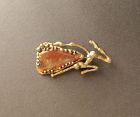 Vintage Hand Wrought Drippy Bronze Agate Pendant Brooch Nude