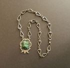 Bernice Goodspeed Taxco Sterling Necklace Carved Green Frog Pendant