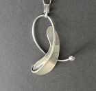 Paul Lobel Sterling Modernist Pendant Stylized Leaf Signed + Chain