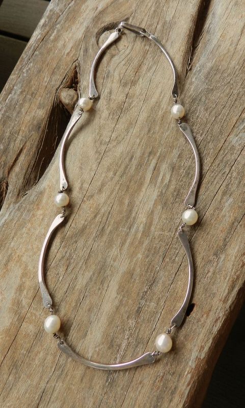 Esther Lewittes Hand Made Sterling &amp; Pearl Necklace and or Bracelet