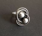 Sterling Modernist Elis Kauppi Ring Two Orbs Finland Size 7.5