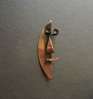 Vintage Modernist Man in the Moon Hand Made Copper Brooch Whimsical