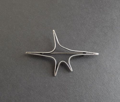 Vintage Ed Wiener Sterling Star Brooch MId Century Modernist Larger