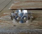 Vintage Silver Mexico Bracelet Pre Eagle Modernist Geometric Agates