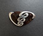 Vintage Enrique Ledesma Sterling Silver Copper and Shell Brooch Taxco