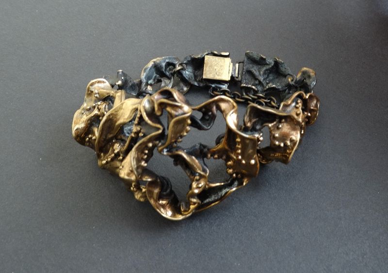 Hannu Ikonen Large Bronze Finland Textured Bracelet Modernist Vintage