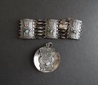 Early Silver Pre Columbian Bracelet and /or Pendant Green Stones