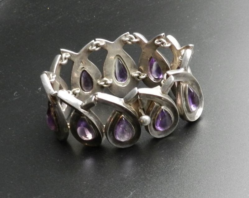 Vintage Antonio Pineda Sterling Amethyst Bracelet Rare