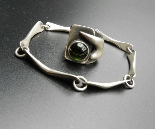 C Leslie Smith Modernist Sterling & Stone Ring or Link Bracelet Choice