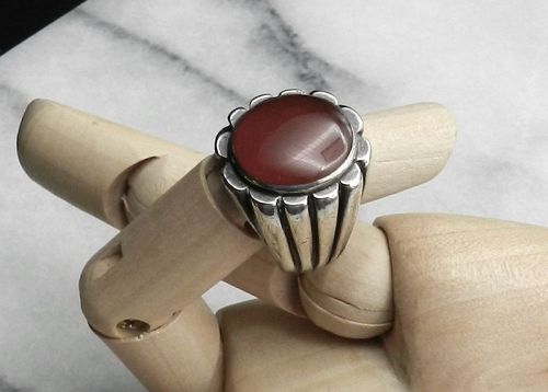 KALO Hand Wrought Sterling Silver Ring with Carnelian Chicago Sz 10