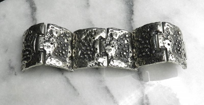 Robert Larin Vintage Modernist Bracelet Silver Plated Pewter Canada