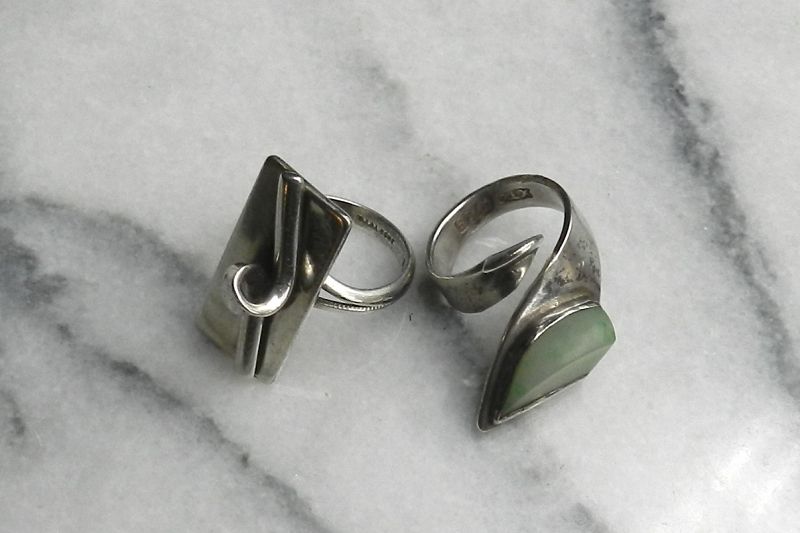 Ella Cone Modernist Choice of 2 Rings Sterling xTo Mid Century Signed