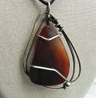 Rebajes Sterling Modernist Pendant Hand Wrought Agate Stone MCM