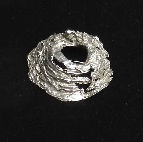 Vintage Finland N Westerback Sterling Bark Brooch Helky Juvonen 1973