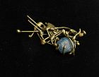 Vintage Organic Heavy Drippy Modernist Brooch w/ Blue Stone Hand Made