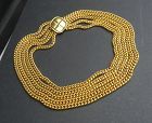 Signed Chanel 5 Chain Quilted Clasp Necklace Heavy 17" Hook Closure