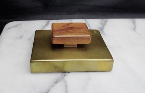 Dirk Van Erp Brass & Exotic Wood Hand Wrought Paperweight MCM