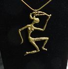 Vintage Large Bronze Nude Woman Modernist Pendant Neck Ring Hand Made