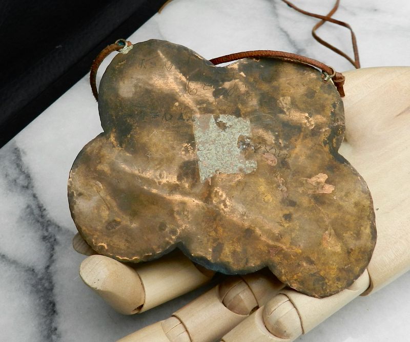 Ken Beldin Signed Large Copper Brass Stone Inlay Necklace Acrobat