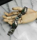 Vintage Rare Georg Jensen GJ Sterling Green Stone Bracelet #23 Denmark