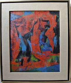 JOSEPH WOLINS "FIGURES ON RED GROUND"