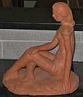 IRMA ROTHSTEIN, SEATED FIGURE, TERRACOTTA, CIRCA 1940'S