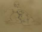 WARREN BRANDT "SISTERS" ORIGINAL CHARCOAL DRAWING