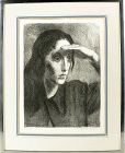 RAPHAEL SOYER "WOMAN SHADING HER EYES" 1967 LITHOGRAPH