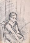 JEAN HIPPOLYTE MARCHAND "SEATED WOMAN" ORIGINAL CHARCOAL