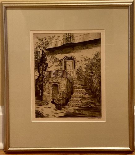 A'FRED HUTTY ORIGINAL DRYPOINT 46 TRADD STREET