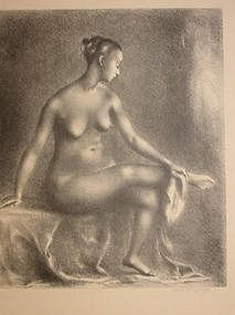Nude, Original Lithograph, Clara Klinghoffer