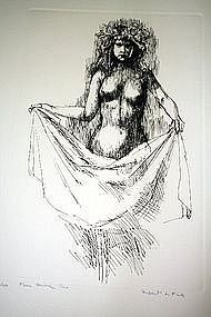 HERBERT LEWIS FINK, "FLOREA #2", ORIGINAL ETCHING, 1965
