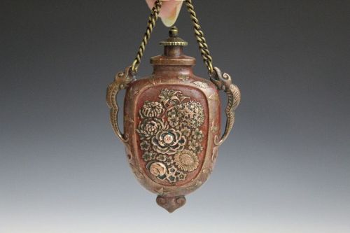 18th/19th Century Copper Chrysanthemums Snuff Bottle