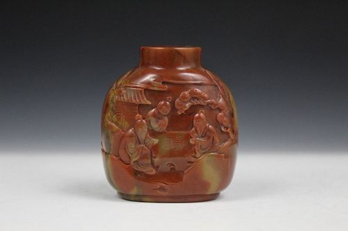 Rare Red Moss Agate Chinese Snuff Bottle