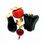 Karl Lagerfeld Matte Gold & Lucite  Mixed Vegetable Brooch