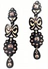 YSL Black Galalith and Brass Shoulder Duster Earrings
