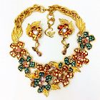 Christian Lacroix Multi Color Enamel Necklace and Earrings