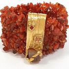 Yves Saint Laurent Polished Carnelian Stone Bracelet