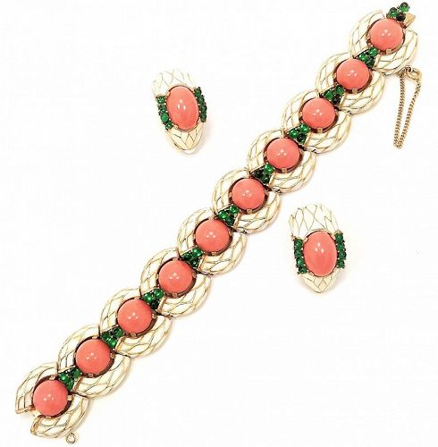 Trifari 1968 L'Orient Bracelet and Earrings
