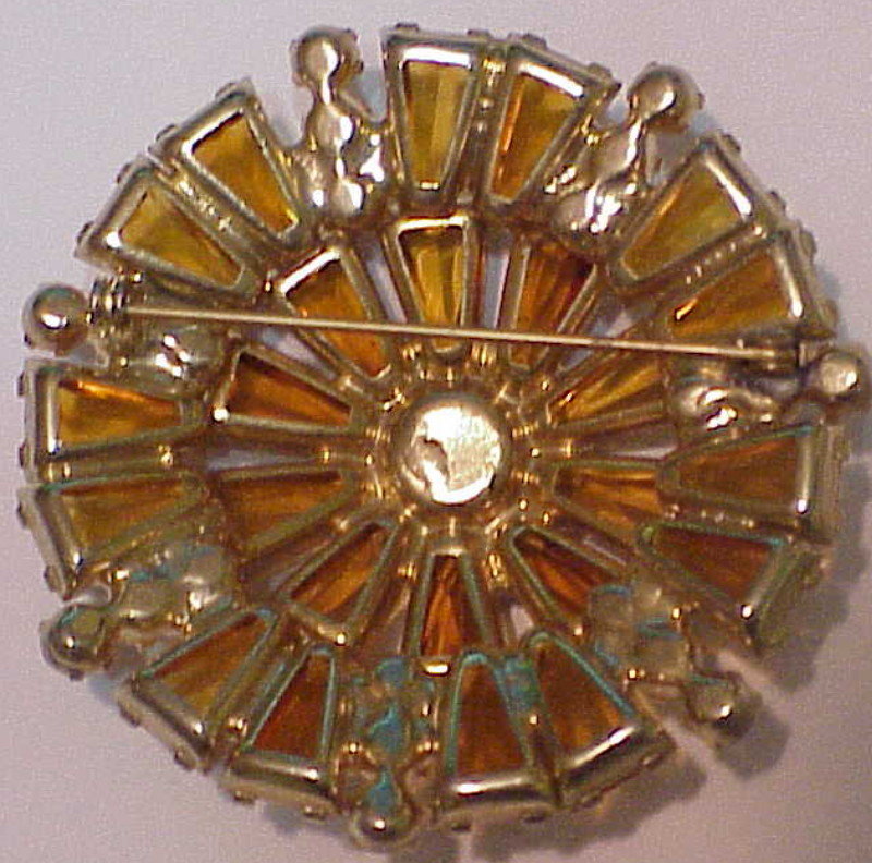 Juliana keystone Topaz  tapered bagettes  brooch -1958