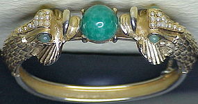 Two-headed fish bracelet  jade accents-unsigned beauty