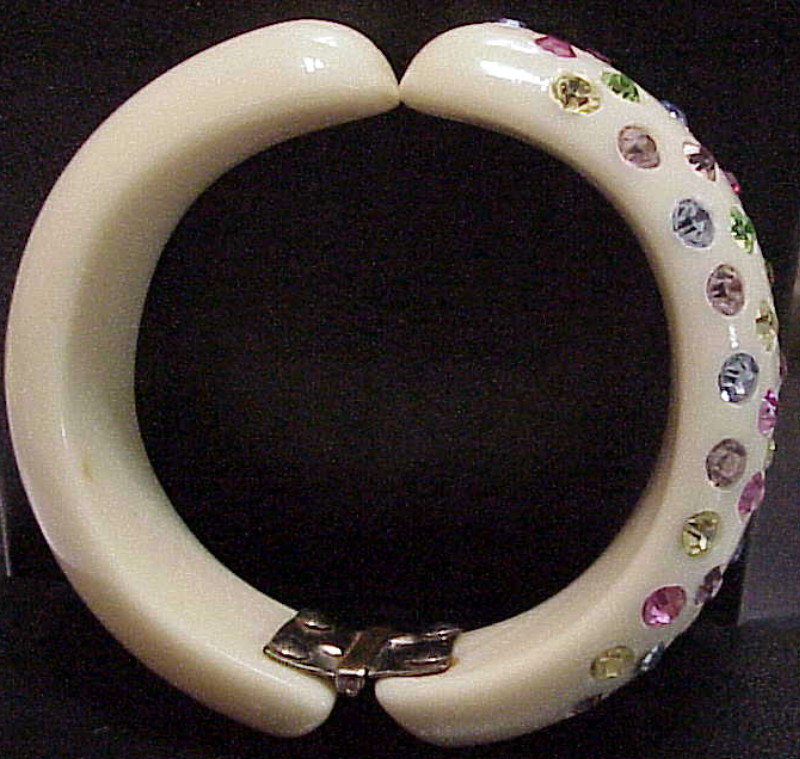 Bakelite Rhinestone bracelet &amp; earrings- Vintage
