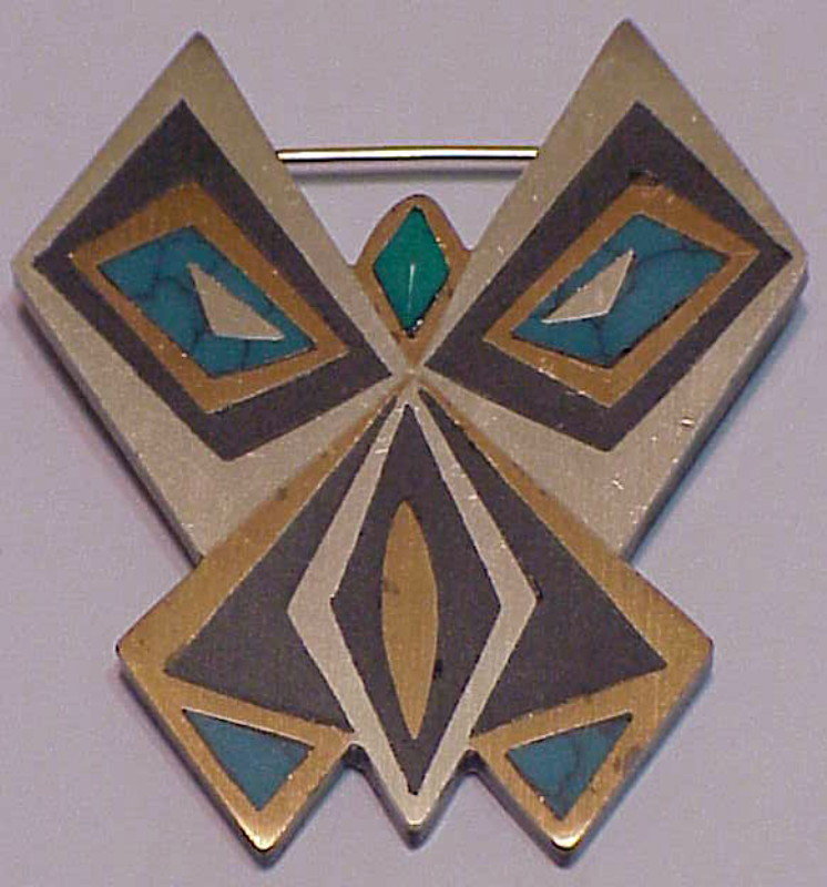 Tono Piedra Negra Turquoise mixed metal Butterfly pin