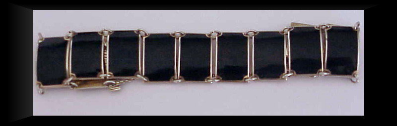 David Andersen sterling black enamel panel bracelet