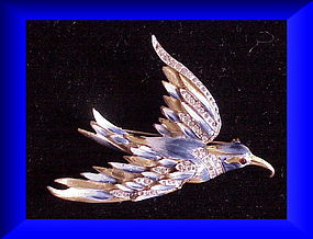 CoroCraft sterling blue hookbilled bird of Paradise pin