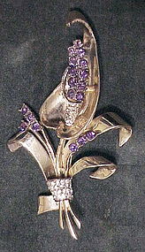 Corocraft sterling'Devastating Amethyst" calla lily pin